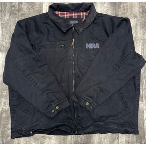 NRA Jacket Mens 3XL Black Canvas Flannel Lined Corduroy Collar Burks Bay